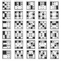 The 35 square patterns in the Curtis MOG