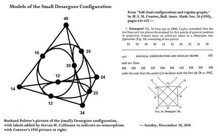 Tetrahedral model of small Desargues configuration