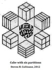 Cube with six partitions